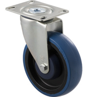 150kg Rated Industrial High Resilience Castor - Rubber Wheel- 125mm - Plate Swivel - Ball Bearing - ISO