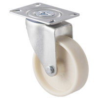 80kg Rated Low Temp Castor - Nylon Wheel - 100mm - Plate Swivel - ISO