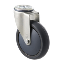 Castor - "M" - 85kg - TPE Wheel - 125mm - Bolt Hole Swivel - Plain Bearing