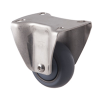 85kg Rated Stainless Steel Heavy Duty Castor - TPE Wheel - TPE Wheel - 75mm - Plate Fixed- Plain Bearing - ISO