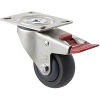 85kg Rated Industrial Castor - TPE Wheel - 75mm - Plate Brake - Plain Bearing - ISO