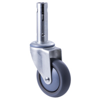 100kg Rated Industrial Central Locking Castor- TPE Wheel - 100mm - Swivel - Ball Bearing