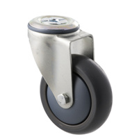 85kg Rated Industrial Castor - TPE Wheel - 100mm - Bolt Hole Swivel - Ball Bearing