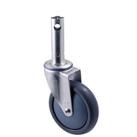 100kg Rated Industrial Central Locking Castor - TPE Wheel - 125mm - Swivel - Ball Bearing