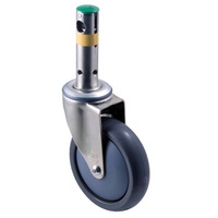 100kg Rated Industrial Central Locking Castor - TPE Wheel - 125mm - Direction Lock - Ball Bearing