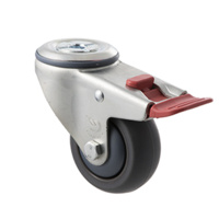 85KG Industrial Castor - TPE Wheel - 75mm - Bolt Hole Brake - Ball Bearing