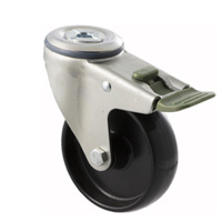 150kg Rated Industrial Castor - Nylon Wheel - 100mm - Bolt Hole Directional Lock - Plain Bearing