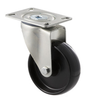 150kg Rated Industrial Castor - Nylon Wheel - 100mm - Plate Swivel - Plain Bearing - NA