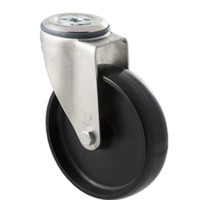150kg Rated Industrial Castor - Nylon Wheel - 125mm - Bolt Hole Swivel - Plain Bearing