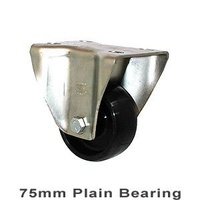 150kg Rated Industrial Castor - Nylon Wheel - 75mm - Plate Fixed - Plain Bearing - ISO