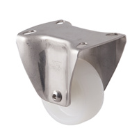 150kg Rated Stainless Steel Heavy Duty Castor - Nylon Wheel - 75mm - Plate Fixed - Plain Bearing - ISO