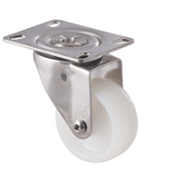 150KG Stainless Steel Heavy Duty Castor - Nylon Wheel - 75mm - Plate Swivel - Plain Bearing - ISO