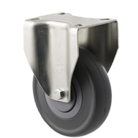 150kg Rated Industrial Castor - Grey Rubber Wheel - 125mm - Plate Fixed - Ball Bearing -ISO