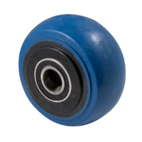 300kg Rated Blue Rubber Industrial Wheel - 100 x 50mm - Ball Bearing