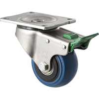 300KG Industrial Hi Resilience Castor - Rubber Wheel- 100mm - Plate Direction Lock - Ball Bearing - ISO
