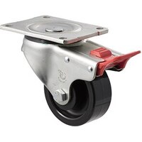 350kg Rated Industrial Castor - Nylon Wheel - 100mm - Plate Brake - Plain Bearing - ISO