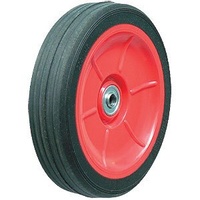 100kg Rated Industrial Black Rubber Wheel - 200 x 45mm - 1/2 Deep Groove Bearing"