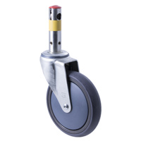 180kg Rated Industrial Central Locking Castor - Grey Rubber Wheel - 150mm - Total Brake - Ball Bearing