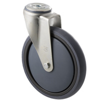 200kg Rated Industrial Castor - Grey Rubber Wheel - 175mm - Bolt Hole Swivel - Ball Bearing
