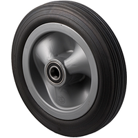 150kg Rated Industrial Black Rubber Wheel - 250 x 50mm - 3/4" Precision Ball Bearing