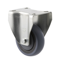 100kg Rated Industrial Castor - Grey Rubber Wheel - 100mm - Plate Fixed - Ball Bearing - NA