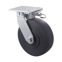 2450kg Rated Industrial Castor - Polymer Wheel - 250mm - Plate Direction Lock - Ball Bearing