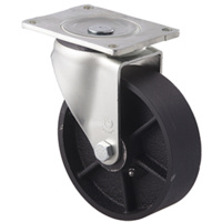 250kg Rated Low Temp Cast Iron Castor - 150mm - Plate Swivel - ISO