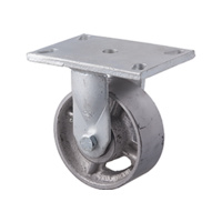 590kg Rated Industrial Cast Iron Castor - 127mm - Plate Fixed - Ball Bearing