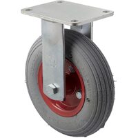 50kg Rated Industrial Polyrethane Tyres - 200mm - Semi Pneumatic Wheel - Plate Fixed - ISO