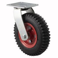 120kg Rated Industrial Castor - 220mm - Steel Centred Rubber Tube Wheel - Plate Swivel - ISO