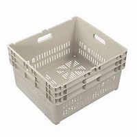 84L Nally Nesting Plastic Produce Crate - 585 x 522 x350mm - Beige