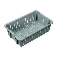 32L Plastic Food Crate Stacking Poultry or Meat - 580 x 380 x 175mm- Grey