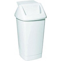50L Plastic Waste Bin - Swing Lid - White - Australian Made