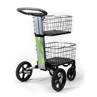Scout Cart - Folding Shopping or Office Cart - Includes Two Baskets - Silver
