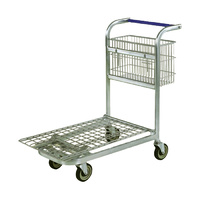 200KG Shopping Trolley - Zinc Plated - Single Tray with Basket
