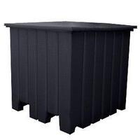 1000L Plastic Pallet Bin With Lid - 1165 x 1165 x 1100mm - Black