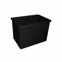 130L Plastic Rectangular Bin Rotomould Tank Container - 680 x 440 x 500mm - Black