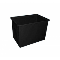 170L Plastic Rectangular Bin Rotomould Tank Container - 680 x 440 x 650mm - Black