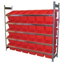 Bin Rack - Action Rack - 2022 x 1800 - Model 30D Bins x 30 - Red