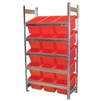 Bin Rack - Action Rack - 1015 x 1800 - Model 30D Bins x 15 - Red