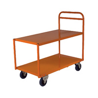 200KG Steel 2 Deck Platform Trolley Medium - 1110 x 610mm - Orange - Australian Made