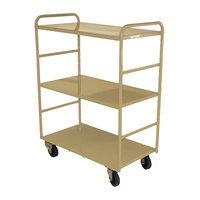 200kg Rated 3 Tier Industrial Steel Trolley - 1110 x 610mm - Beige