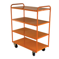 200KG 4 Deck Industrial Steel Trolley - 1110 x 710mm - Orange
