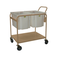 Order Picking Trolley Twin Bin - Push Handle - Beige (Bins not included)