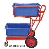 Order Picking Warehouse 2 Deck Trolley - Push Handle - Orange (Bins not included) - Australian Made