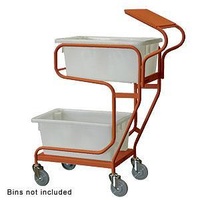 2 Tier Order Picking Trolley - Writing Top - Orange (Bins not included)
