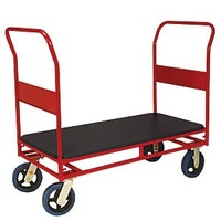 450KG Heavy Duty Steel Platform Trolley - 2 Handle 4 Wheel 900 x 450mm - Poly Deck - Australian Made