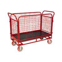 450KG Heavy Duty Steel Platform Trolley With Mesh - 4 Wheel 1200 x 600mm - Tube Deck