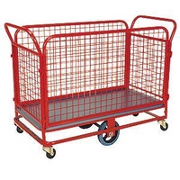 450kg Rated Heavy Duty Steel Platform Trolley With Mesh - 6 Wheel 1200 x 600mm - Poly Deck