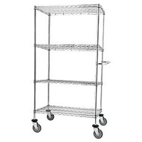 4 Tier Mesh Tier Solid Shelf Trolley - 1220 x 460mm - Chrome